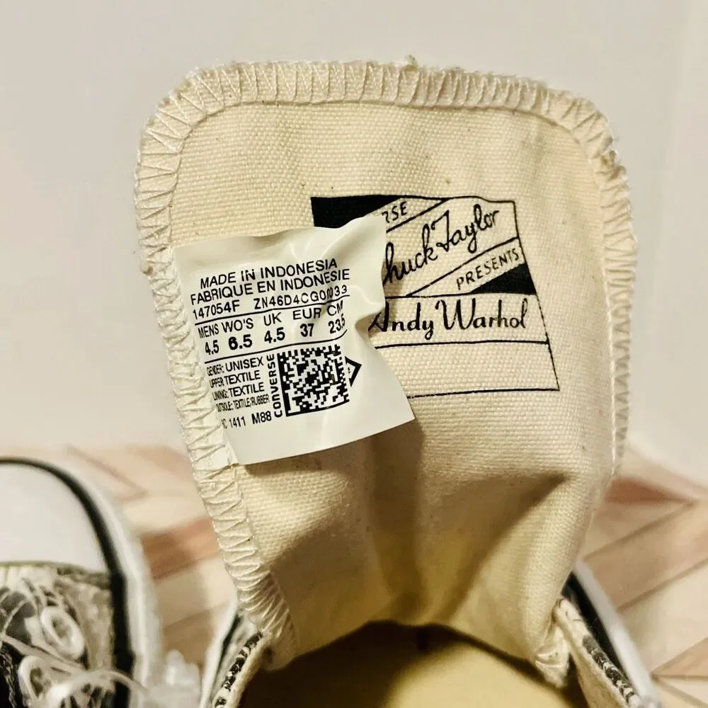 Converse Andy Warhol Sneakers M 4.5 W 6.5 Pop Art Edition Campbell Soup Black - Picture 8 of 9